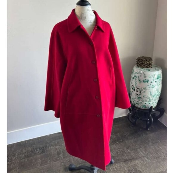 Bloomingdales Now Women Wool Coat Classic Button Up Elegance Red Size 20w - Picture 10 of 11